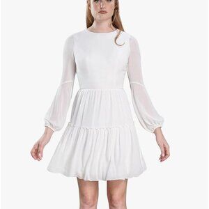 Dress the Population NWT Women's Paola Fit and Flare Mini Dress in White Small